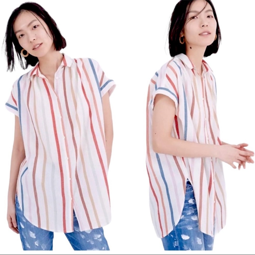 Madewell Tunic Shirt in Rainbow Stripe
Size large